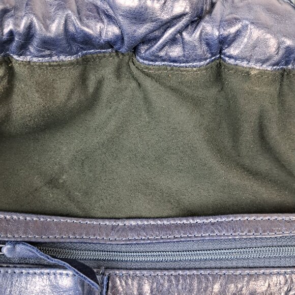 Vintage Ralston Woven Quilted Blue Leather Shoulder Hobo Style Bag - Picture 14 of 16